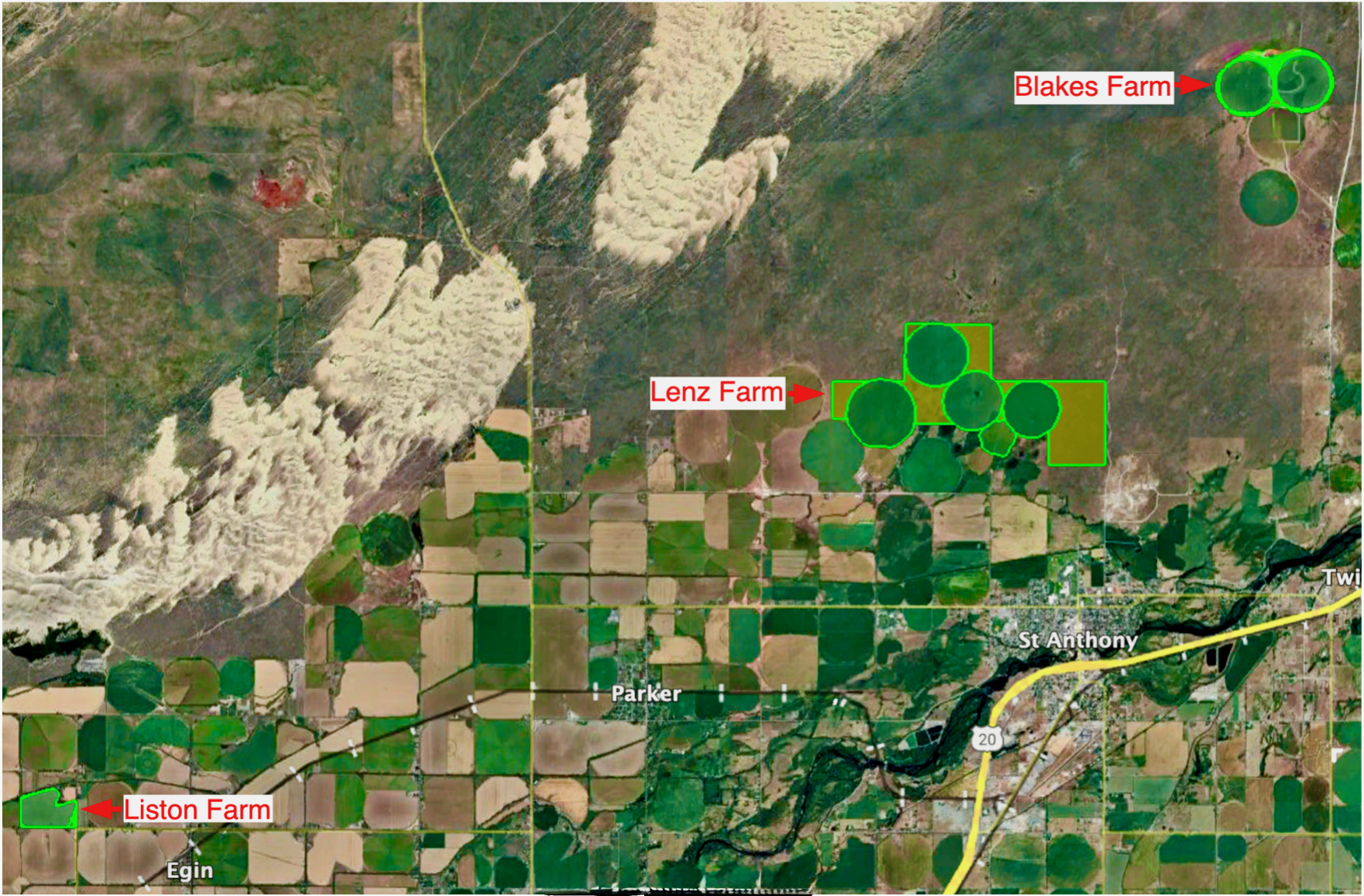 Bird's eye view of farmland